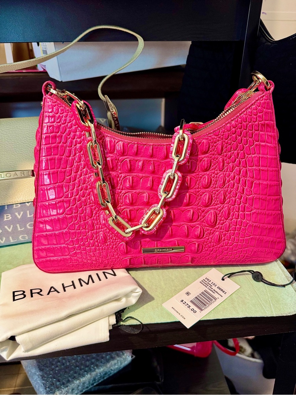 Brahmin Hot Pink Chain Strap Shoulder Purse NWT